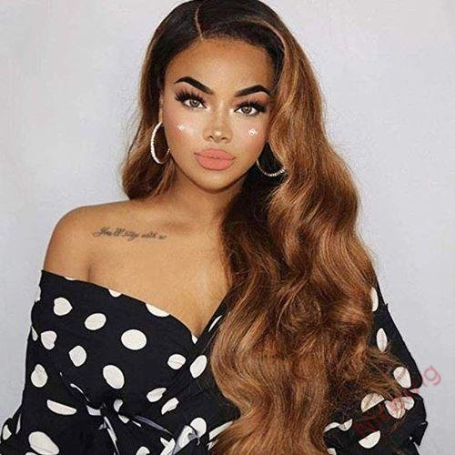 Hightlight Black Gradient Gold Body Wave Wig